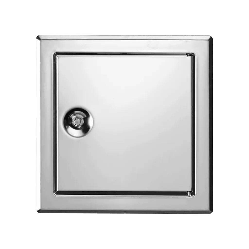Revisionsklappe Tempo Softline aus gebürstetem Edelstahl, Öffnung Vierkantschlüssel, 150×150 bis 600×600 mm