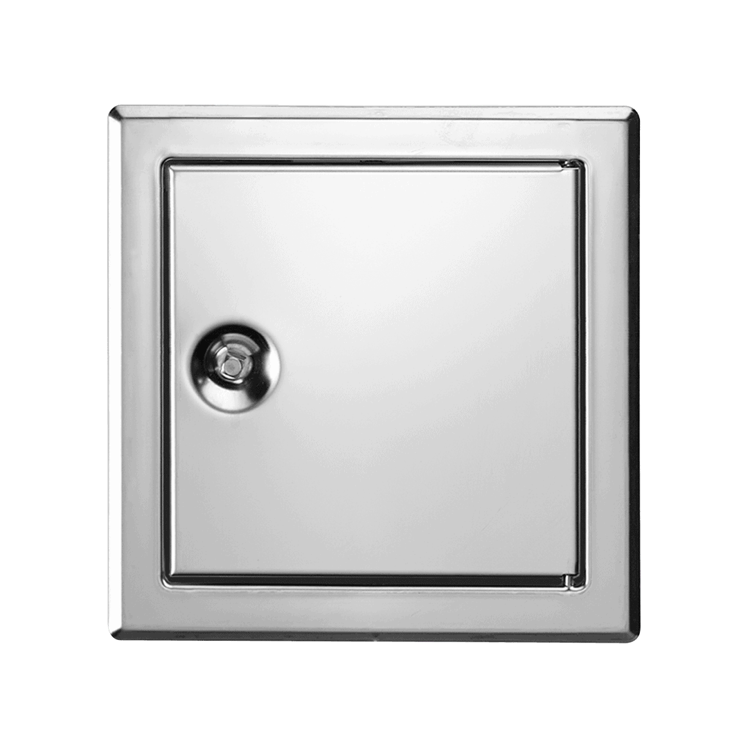 7-1.png Revisionsklappe Tempo Softline aus gebürstetem Edelstahl, Öffnung Vierkantschlüssel, 150×150 bis 600×600 mm