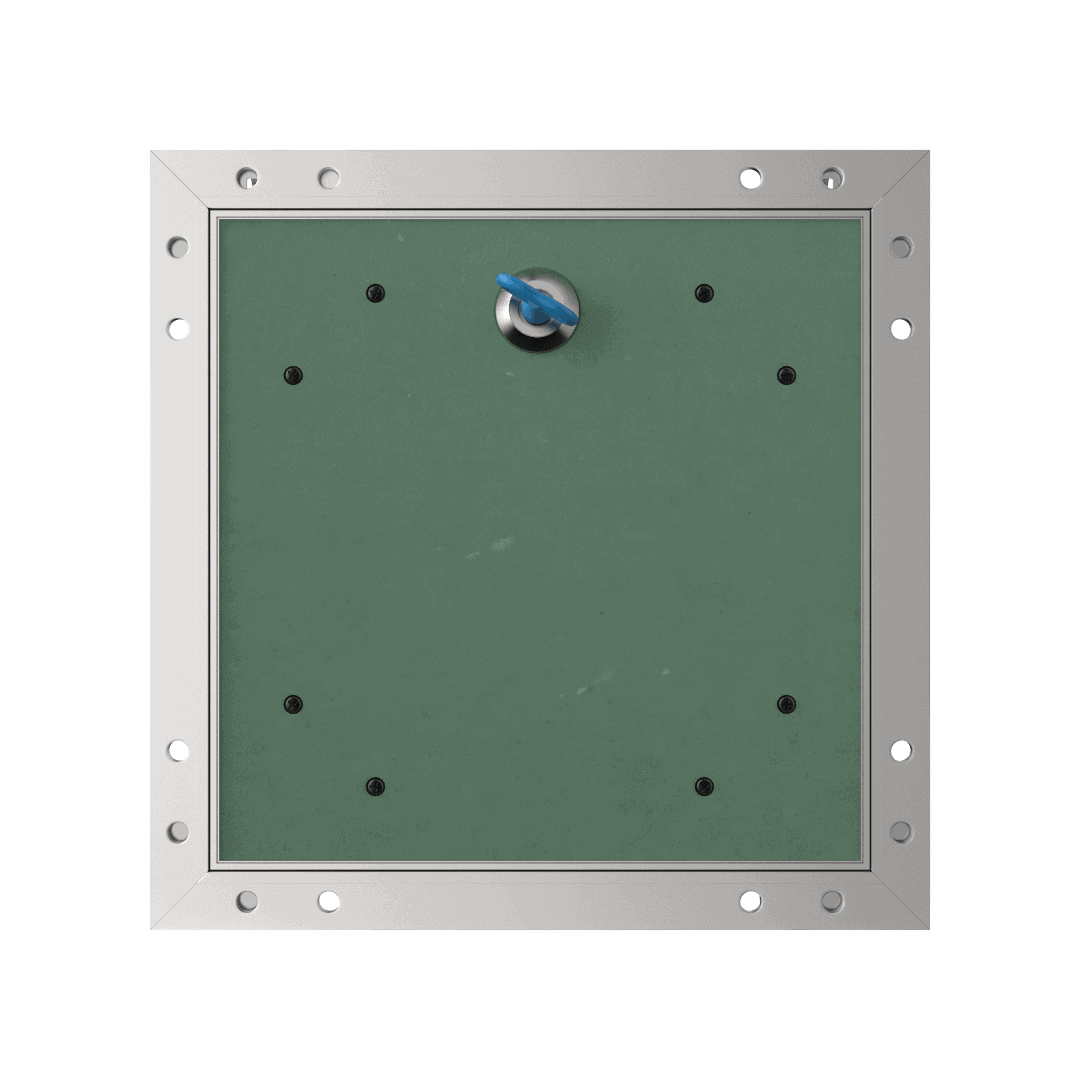 trape-de-visite-plaque-de-platre-alustar-4-pans-1-1.png Revisionsklappe Tempo Eco Star für Trockenbau, Gipskarton BA 13, Öffnung Vierkantschlüssel, 150×300 bis 1400×1400 mm