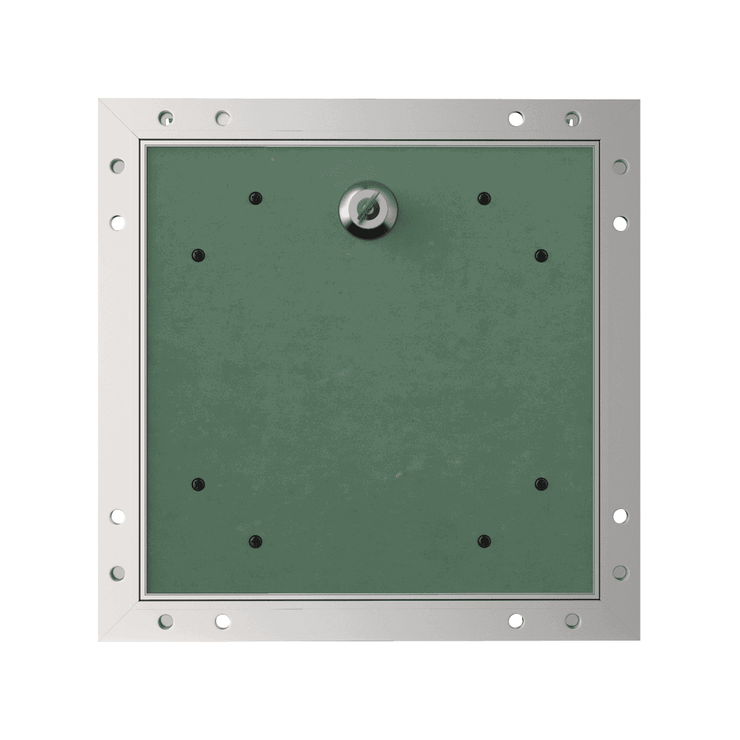 trape-de-visite-plaque-de-platre-alustar-cle-cylindrique-1-1.png Revisionsklappe Tempo Eco Star für Trockenbau, Gipskarton BA 13, Öffnung Zylinderschloss, 150×300 bis 1400×1400 mm