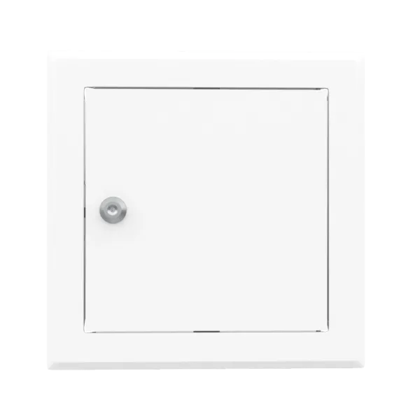 Revisionstür Tempo Softline aus Stahlblech, weiß, Öffnung Zylinderschloss, unsichtbare Montage, 150×150 bis 1200×1200 mm
