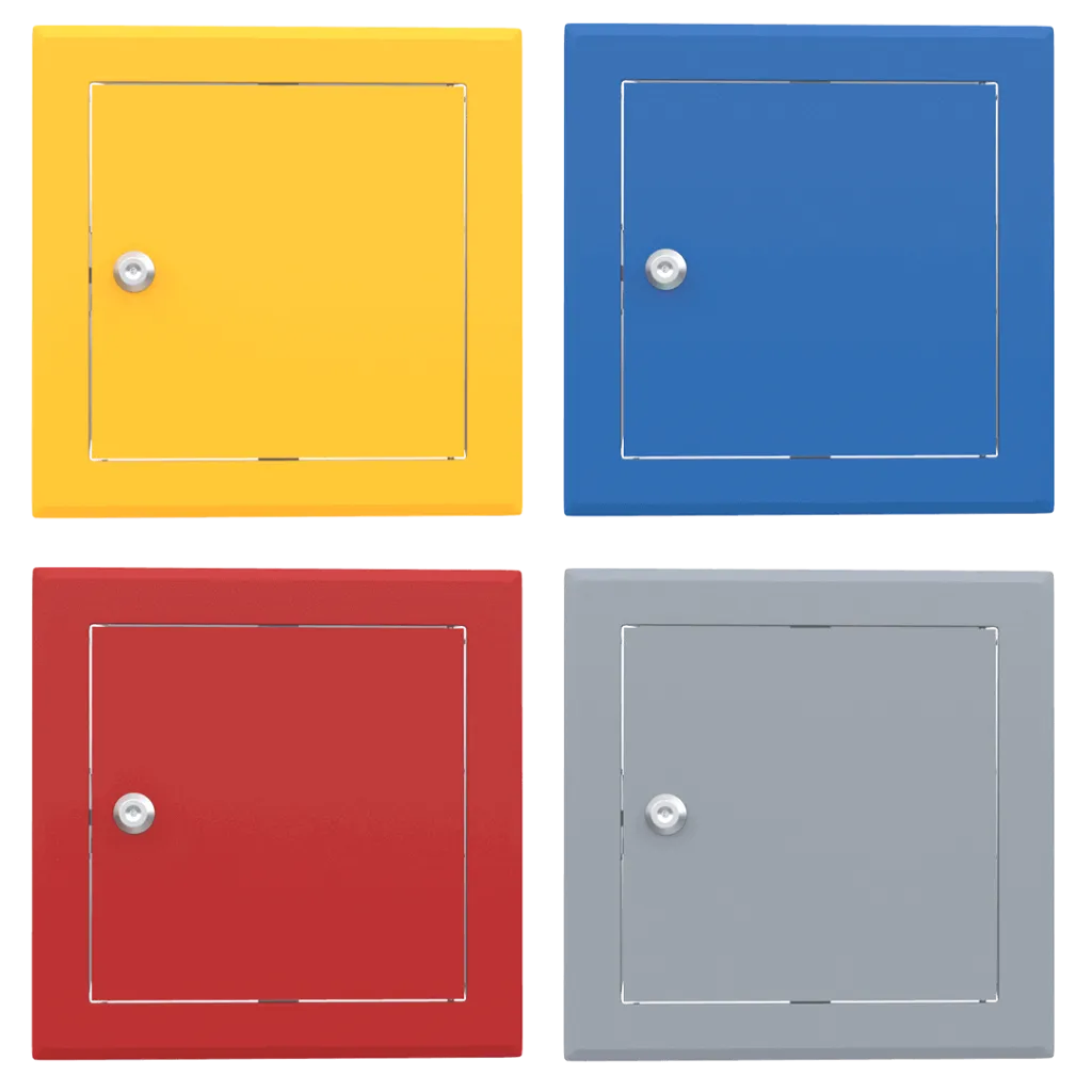 Revisionsklappe Tempo Softline farbig, Öffnung Zylinderschloss, in 14 RAL-Farben, 200×200 bis 800×800 mm