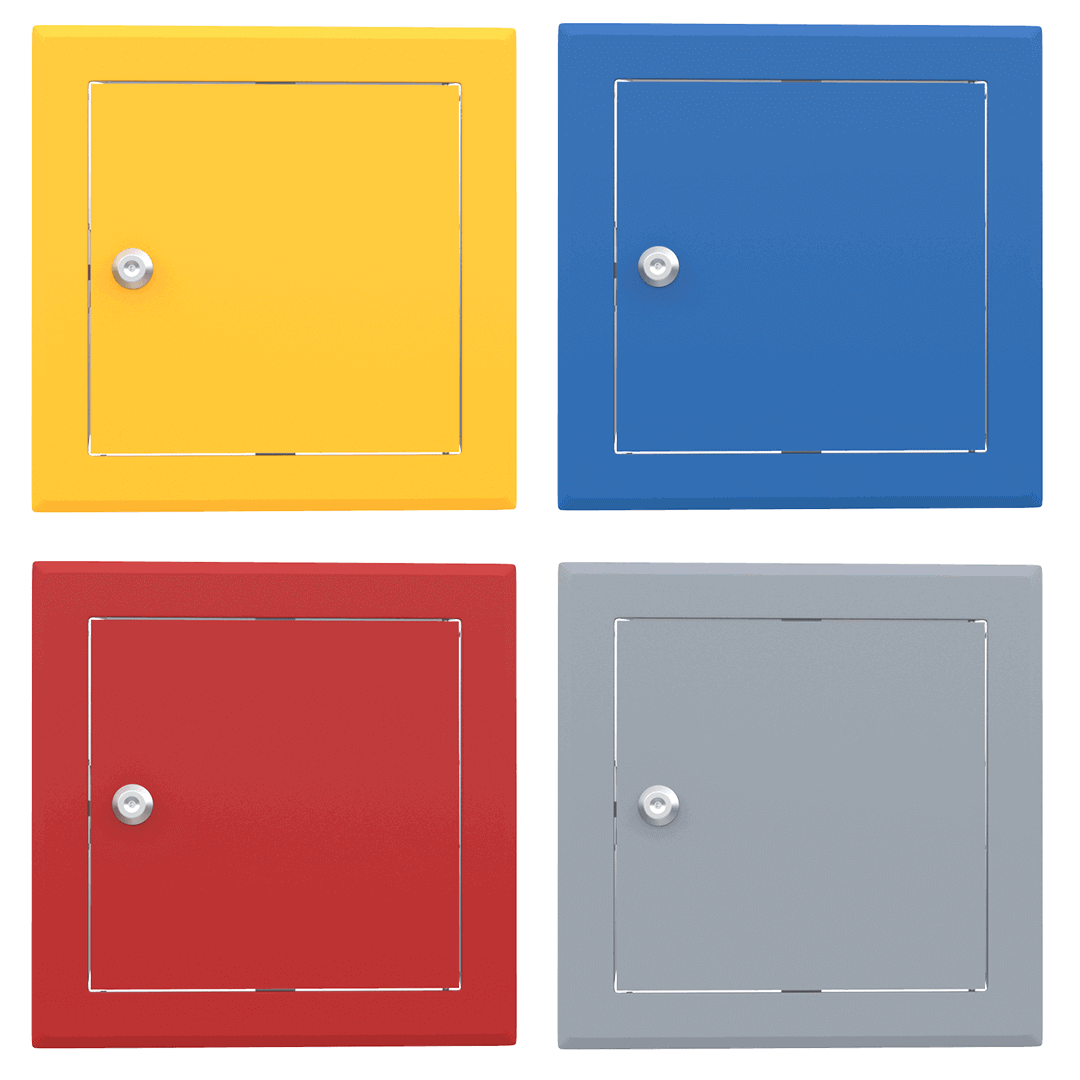 trappe-visite-metallique-coloree-tempo-softline-cle-cylindrique-01-1.png Revisionsklappe Tempo Softline farbig, Öffnung Zylinderschloss, in 14 RAL-Farben, 200×200 bis 800×800 mm